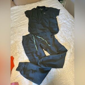 Figs Scrub Set in Bonsai -Zamora Pant TALL and Montex mock neck scrub top